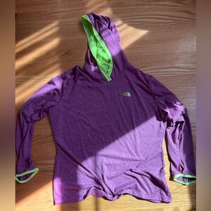 The North Face Purple Hoodie with Green Accents